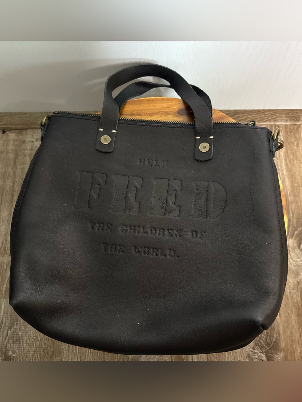 Help FEED the Children of the World Tote Bag Zip Top Top Handle Crossbody Strap